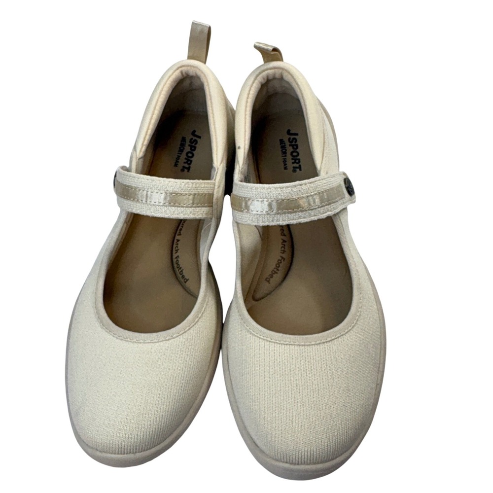 JSport Melody Mary Jane Flats Women 7M Cream Good Memory Foam S5MDY99